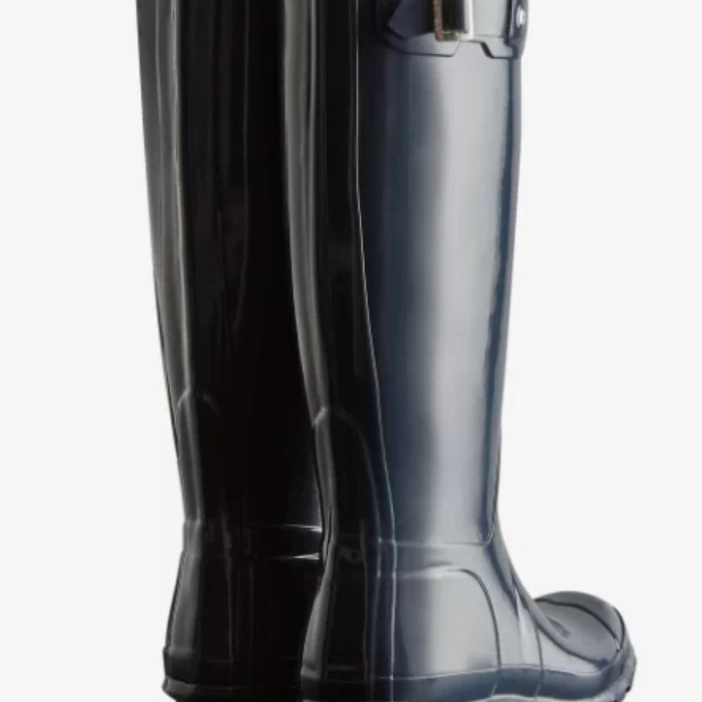 Hunter Women's Original Tall Gloss Rain Boots, Size 9, Navy